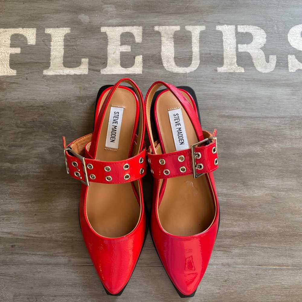 Steve Madden Red Flats with Decorative Strap